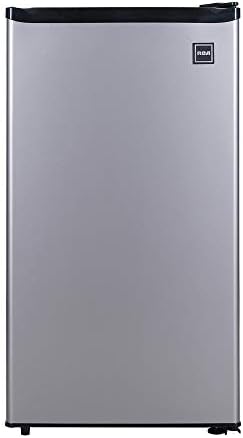 ARCTIC CHEF RFR322 RCA Compact Fridge with Mini Freezer, Adjustable Thermostat, Reversible Door – Excellent for Dorms, Workplaces, and Residences, Platinum End