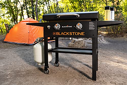 Blackstone 1883 Authentic 28” Griddle with Constructed-In Protecting Hood and Counter-Peak Facet Cabinets, Product of Powder-Coated Metal, Black End