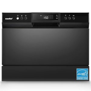 COMFEE’ Transportable Countertop Dishwasher – Vitality Star Rated, 6 Place Settings, 8 Wash Applications Together with Pace, Child Care, ECO & Glass, Best for Dorms, RVs & Residences, Black