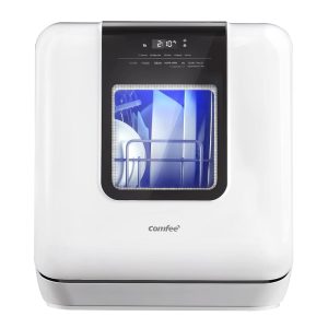 COMFEE’ Transportable Countertop Dishwasher with 6L Constructed-in Water Tank, Spacious Mini Dishwasher, 7 Wash Packages, UV Sterilization, and Computerized Door Opening – Very best for…