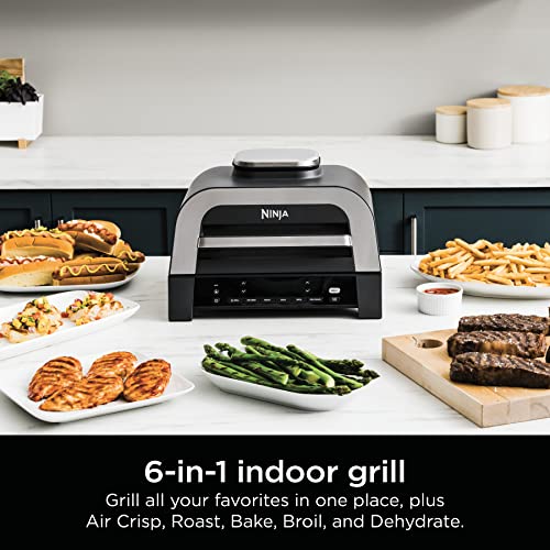 Ninja DG551 Foodi Good XL 6-in-1 Indoor Grill with Air Frying, Roasting, Baking, Broiling, and Dehydrating Features, Consists of Foodi Good Thermometer, 2nd Technology,...